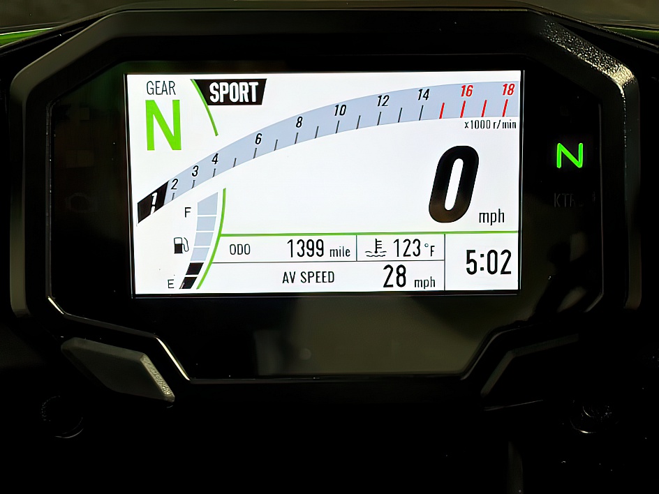 2024 Ninja ZX-6R Dashboard – Full-Color TFT Display Kawasaki ZX-6R 2024 TFT Display – Speedometer, Tachometer, Rider Modes